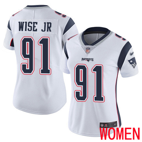 New England Patriots Football #91 Vapor Limited White Women Deatrich Wise Jr Road NFL Jersey